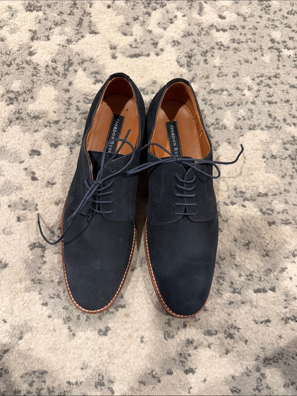 Gordon Rush Navy Suede Lace-Up Derby Shoes